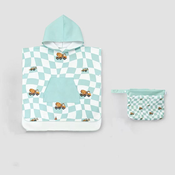 【Upgraded Edition】Sand Free Kids Hooded Towel - Busy Trucks